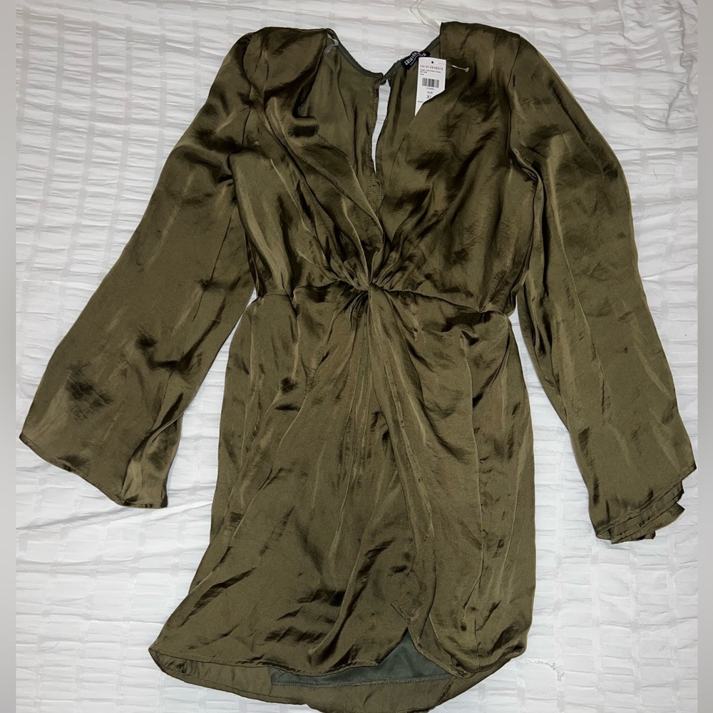 Green satin dress